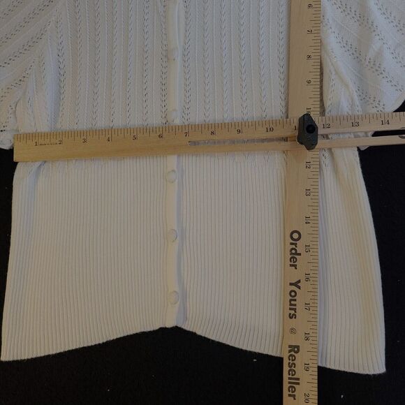 Axcess Womens Sweater Beige Size Small Cotton Blend Button Closure Short Sleeve - Picture 3 of 12